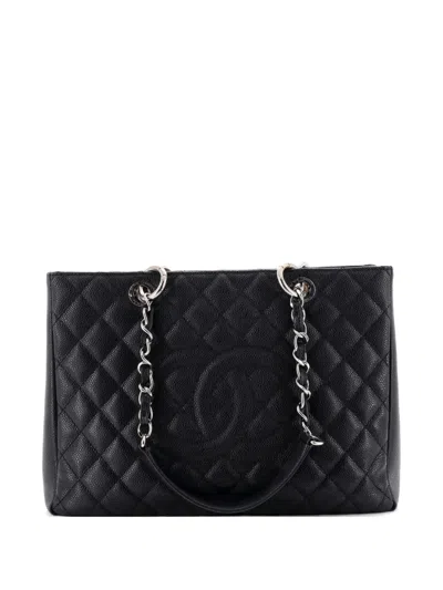 Pre-owned Chanel Grand Shopping Quilted Caviar Tote Bag In Black
