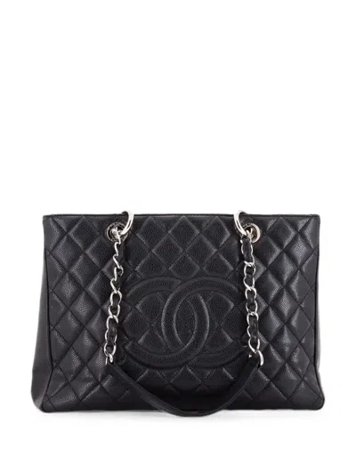 Pre-owned Chanel Grand Shopping Quilted Caviar Tote Bag In Black