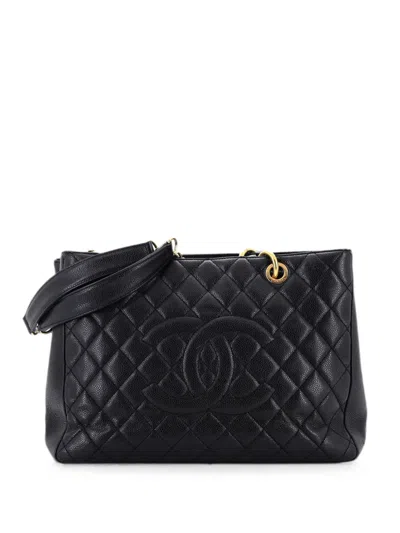 Pre-owned Chanel Grand Shopping Quilted Caviar Tote Bag In Black
