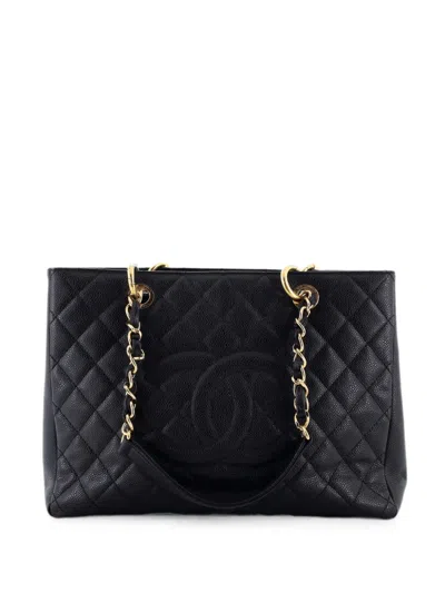 Pre-owned Chanel Grand Shopping Quilted Caviar Tote Bag In Black