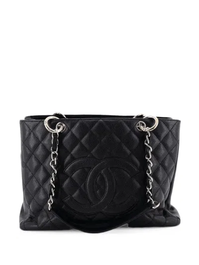 Pre-owned Chanel Grand Shopping Quilted Caviar Tote Bag In Black