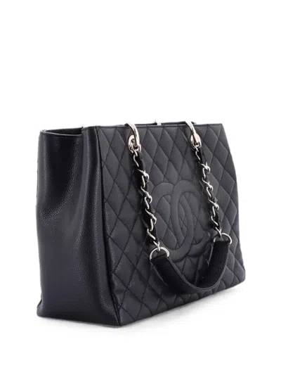 Pre-owned Chanel Grand Shopping Quilted Caviar Tote Bag In Black