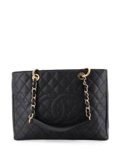 Pre-owned Chanel Grand Shopping Quilted Caviar Tote Bag In Black