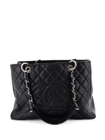 Pre-owned Chanel Grand Shopping Quilted Caviar Tote Bag In Black