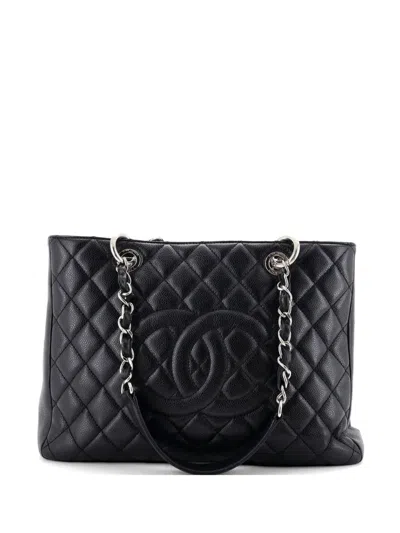 Pre-owned Chanel Grand Shopping Quilted Caviar Tote Bag In Black