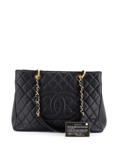Pre-owned Chanel Grand Shopping Quilted Caviar Tote Bag In Black