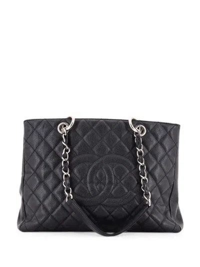 Pre-owned Chanel Grand Shopping Quilted Caviar Tote Bag In Black