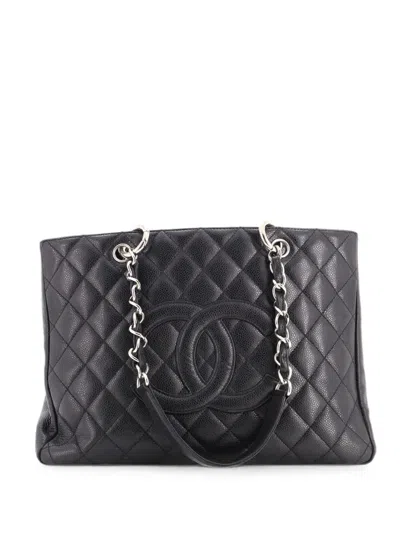 Pre-owned Chanel Grand Shopping Quilted Caviar Tote Bag In Black