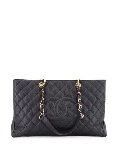 Pre-owned Chanel Grand Shopping Quilted Caviar Xl Tote Bag In Black