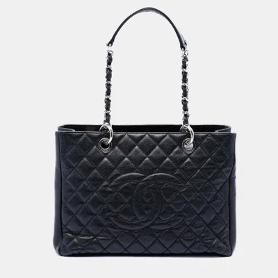 Pre-owned Chanel Grand Shopping Tote Black Quilted Caviar Leather Shoulder Bag