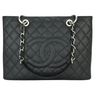 Pre-owned Chanel Grand Shopping Tote (gst) Bag Black Caviar With Silver Hardware 2012