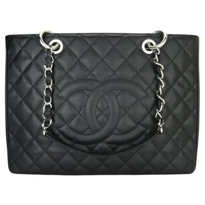 Pre-owned Chanel Grand Shopping Tote (gst) Bag Black Caviar With Silver Hardware 2013