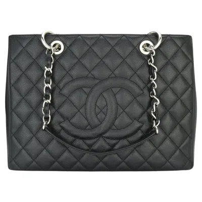 Pre-owned Chanel Grand Shopping Tote (gst) Bag Black Caviar With Silver Hardware 2014