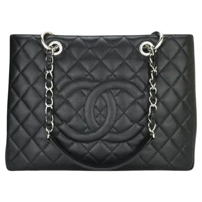 Pre-owned Chanel Grand Shopping Tote (gst) Bag Black Caviar With Silver Hardware 2015