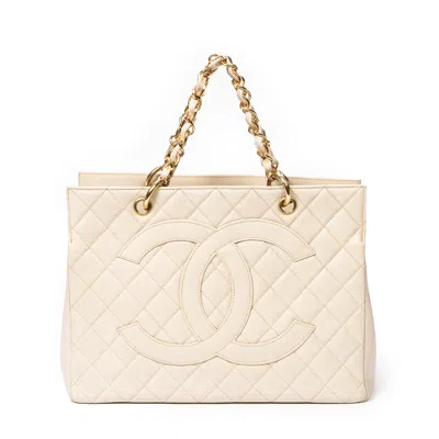 Pre-owned Chanel Grand Shopping Tote In White