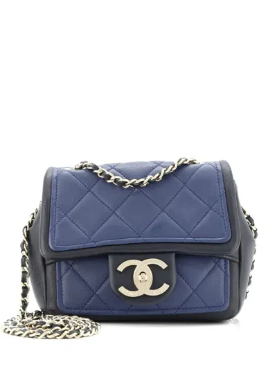 Pre-owned Chanel Graphic Flap Bag Quilted Calfskin Mini Crossbody Bag In Black