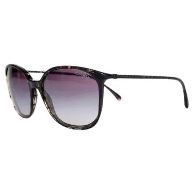 Pre-owned Chanel , Graphic Printed Sunglasses With Strass In Gray