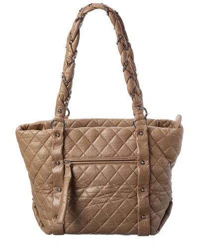 Pre-owned Chanel Gray Calfskin Cc Tote (authentic Pre-loved)