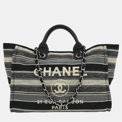Pre-owned Chanel Gray Canvas Medium Deauville 2way Tote Bag
