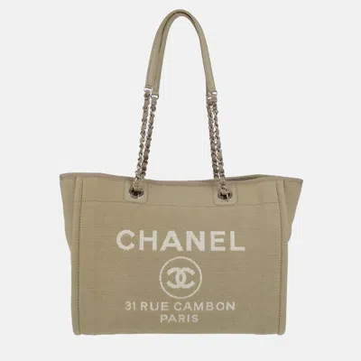Pre-owned Chanel Gray Canvas Small Deauville Tote Bag