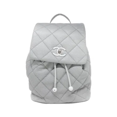 Pre-owned Chanel Gray Grained Calfskin Backpack ()
