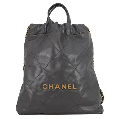 Pre-owned Chanel Gray Leather Backpack ()