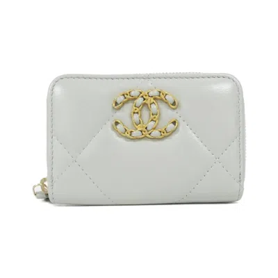 Pre-owned Chanel Gray Leather Coin Purse/coin Case ()