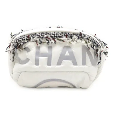 Pre-owned Chanel Gray White Yellow Nylon Pouch Sling Bag () In Gray, White, Yellow