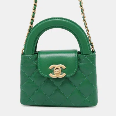 Pre-owned Chanel Green Aged Calf Leather Mini Kelly Clutch Bag