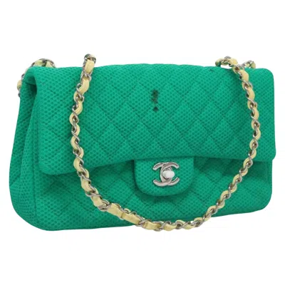 Pre-owned Chanel Green Cotton Shoulder Bag ()