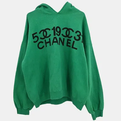 Pre-owned Chanel Green Cotton Sweatshirt Top Women Size L