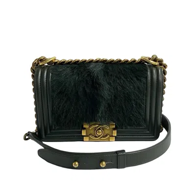 Pre-owned Chanel Green Fur Shoulder Bag ()