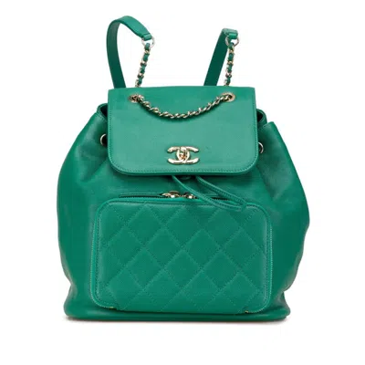 Pre-owned Chanel Green Grained Calfskin Backpack ()