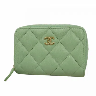 Pre-owned Chanel Green Grained Calfskin Coin Purse/coin Case ()