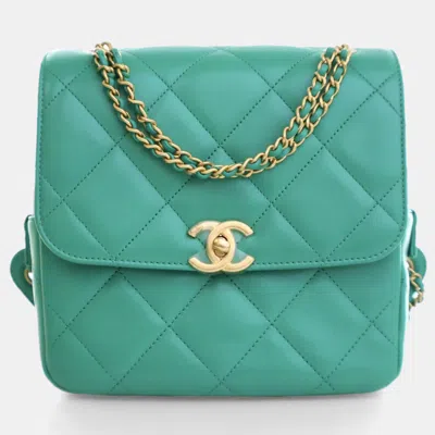 Pre-owned Chanel Green Lambskin Melody Backpack