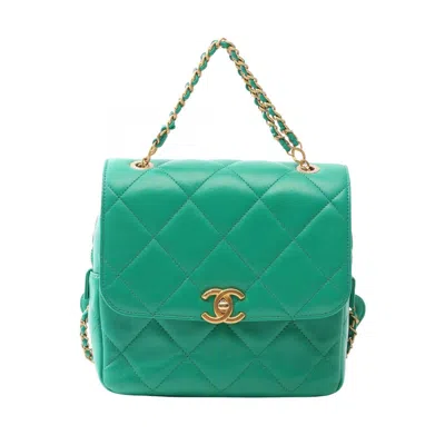 Pre-owned Chanel Green Leather Backpack ()