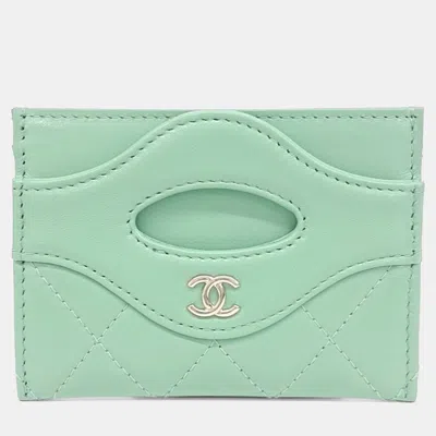 Pre-owned Chanel Green Leather Card Wallet