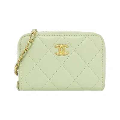 Pre-owned Chanel Green Leather Chain/shoulder Wallet ()