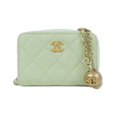 Pre-owned Chanel Green Leather Coin Purse/coin Case ()