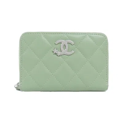 Pre-owned Chanel Green Leather Coin Purse/coin Case ()