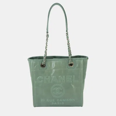 Pre-owned Chanel Green Leather Deauville Tote Bag