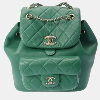 Pre-owned Chanel Green Leather Duma Backpack