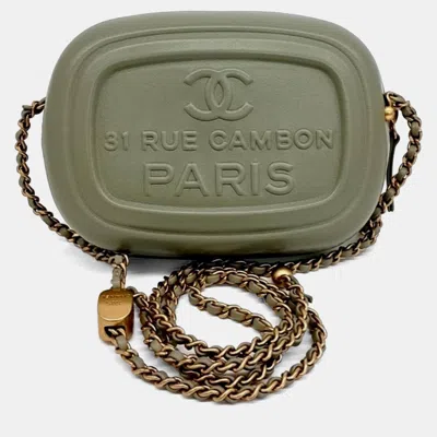 Pre-owned Chanel Green Leather Mini Camera Case