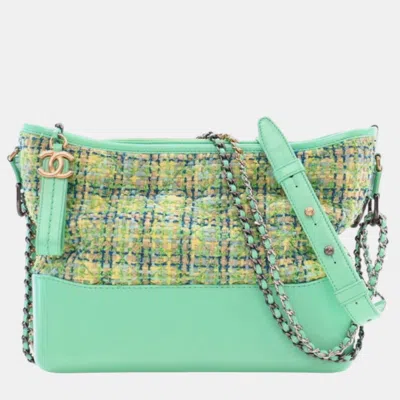 Pre-owned Chanel Green Medium Tweed Gabrielle Crossbody