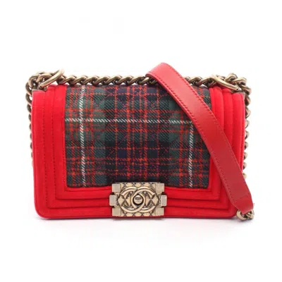 Pre-owned Chanel Green Multi-color Red Color Canvas Fabric Shoulder Bag ()