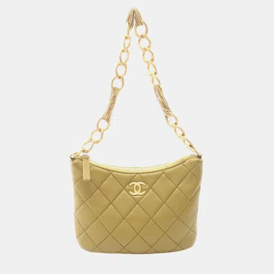 Pre-owned Chanel Green Paris Dakar Quilted Lambskin Mixed Chain Hobo