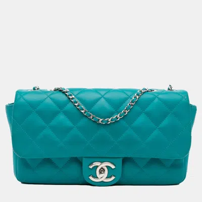 Pre-owned Chanel Green Paris-seoul Medium Lambskin Coco Rain Flap