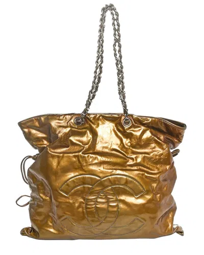 Pre-owned Chanel Green Patent Leather Bonbons Shopper Tote (authentic Pre-loved)