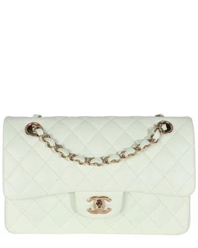 Pre-owned Chanel Green Quilted Caviar Leather Small Classic Double Flap Handbag  (authentic Pre-loved)