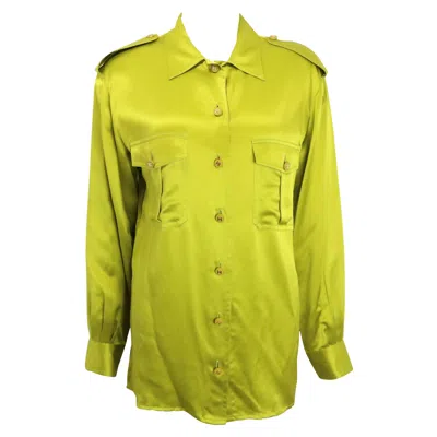 Pre-owned Chanel Green Satin Silk Shirt